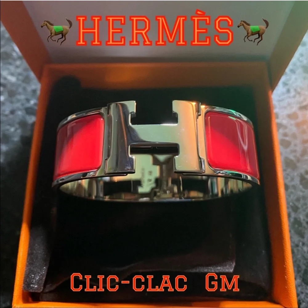 Hermes Red Enamel Clic H Bracelet - Picture 2 of 10